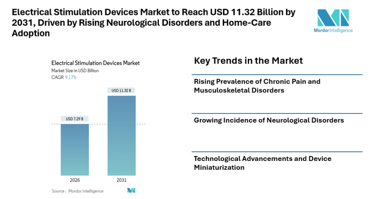 Electrical Stimulation Devices Market to Reach USD 11.32 Billion by 2031, Driven by Rising Neurological Disorders and Home-Care Adoption